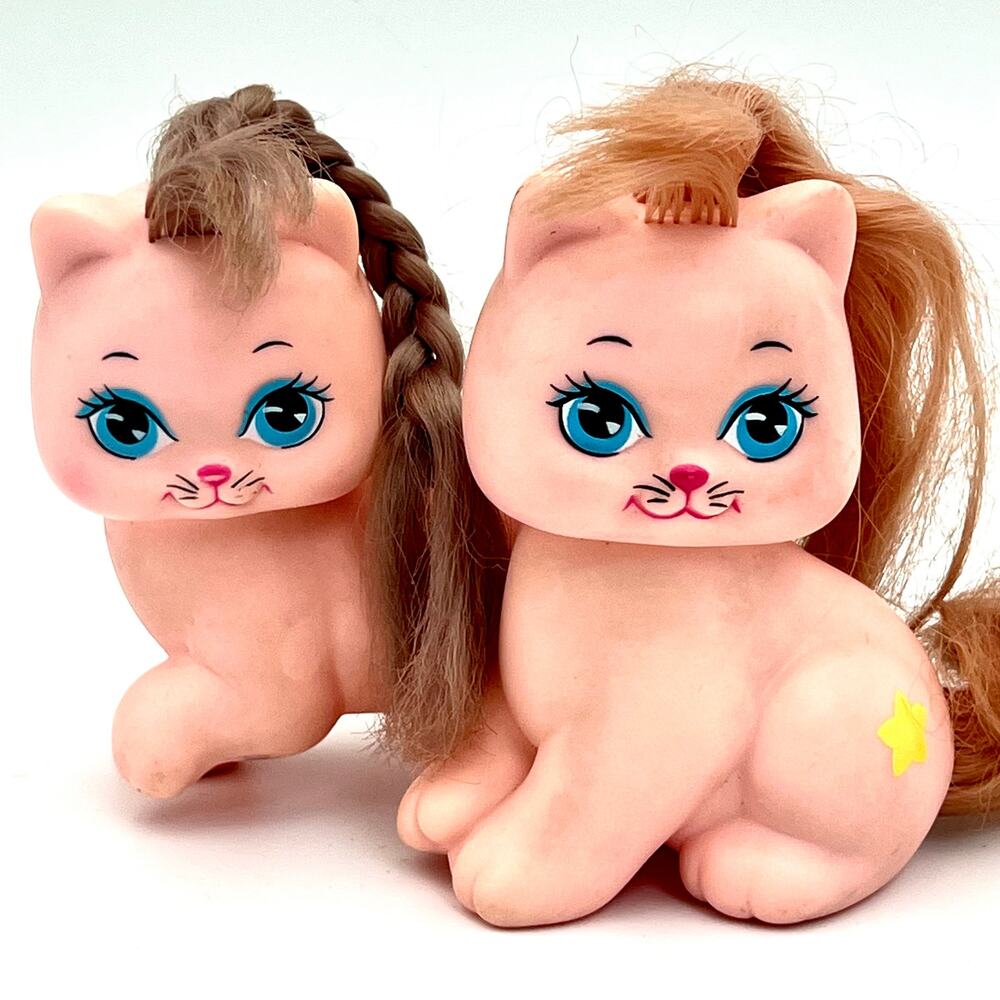 Vintage 1989 Mattel Little Pretty Kitty Mimi Happy Feet Polished Paws Cat Lot 2